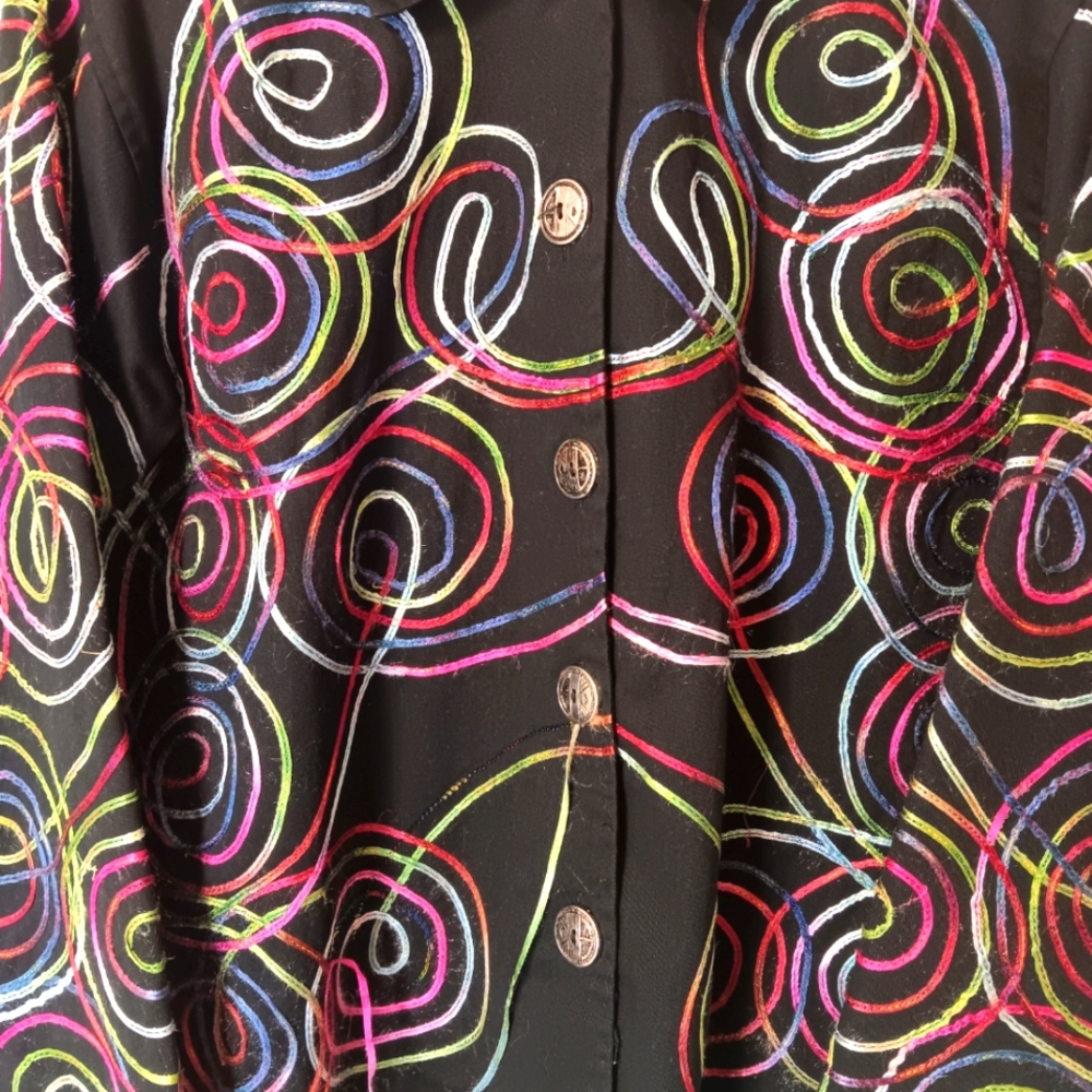 Passport Women's Jacket Spirial Embroidered Multicolor  Size XL Waist Length - Picture 3 of 11